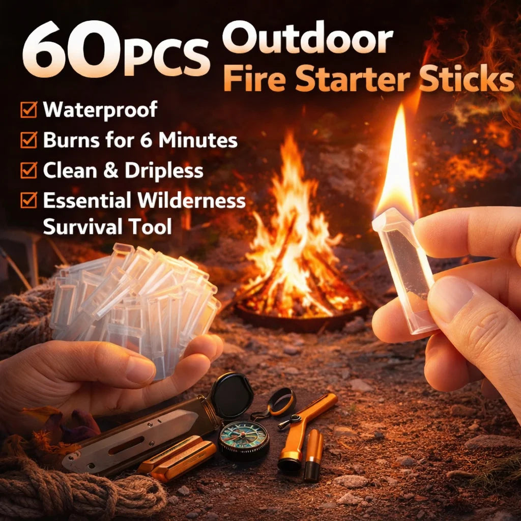 60PCS Waterproof Fire Starter Sticks Durable Burning Camping Ignition Strips Outdoor Survival Gear Barbecue Fire Lighter