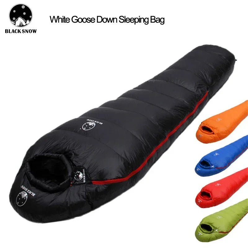 Very Warm White Goose Down Filled Adult Mummy Style Sleeping Bag Fit for Winter Thermal 4 Kinds of Thickness Camping Travel - Macgyverzoutpost