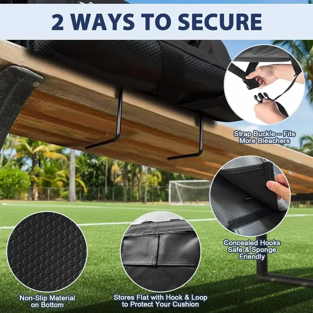 Double Pack Extra Wide Reclining Stadium Seats with Armrests, Adjustable Angles, Padded Backpack Straps & Pockets