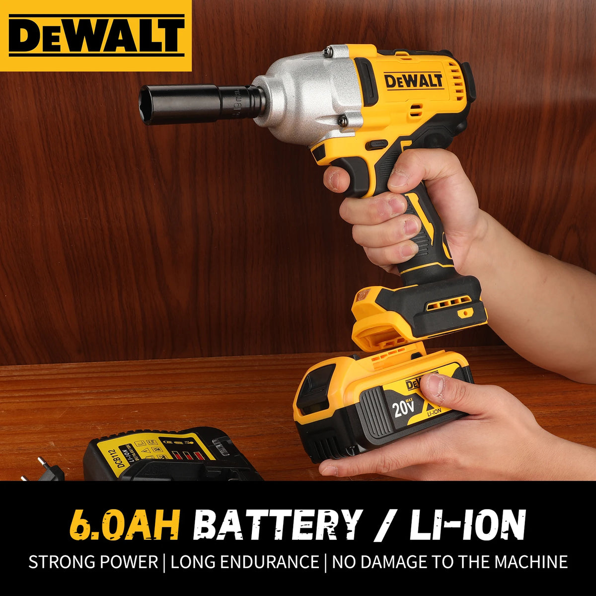 DEWALT DCB206 20V 6.0Ah Lithium Battery, XR High Capacity Cordless Power Tool Battery with LED Fuel Gauge