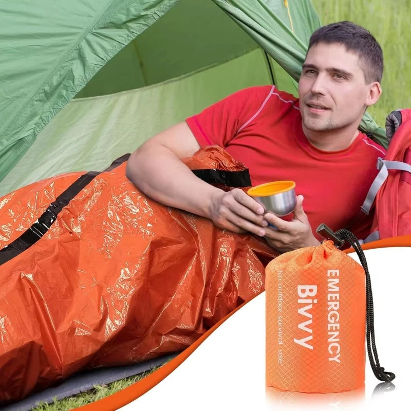 Emergency Sleeping Bag Survival Blanket Thermal Mylar Bivy Sack Lightweight Waterproof Portable Shelter For Camping Hiking - Macgyverzoutpost
