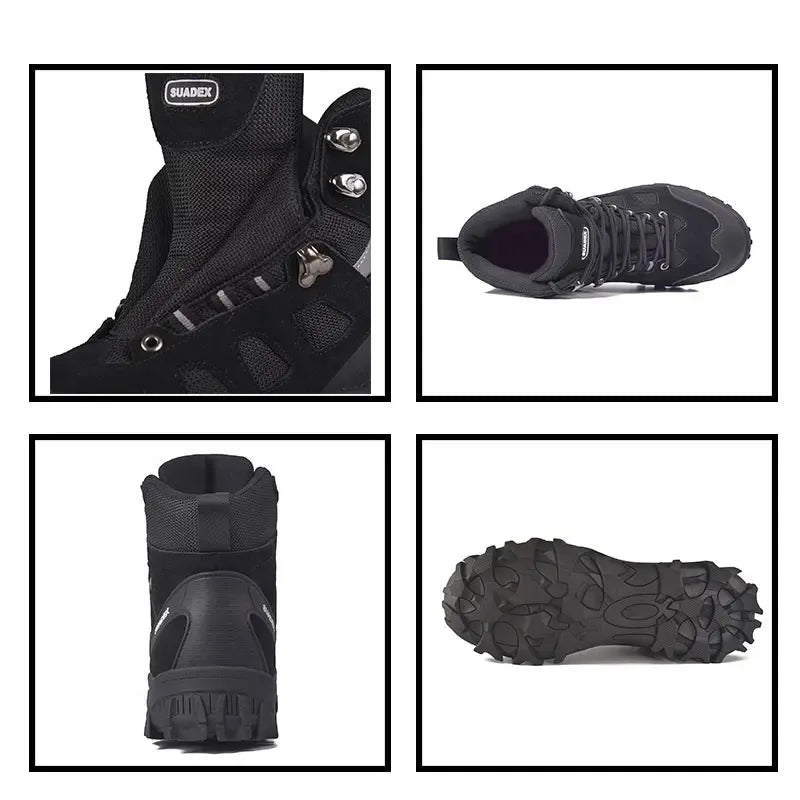 SUADEX Men Work Boots Anti-smashing Safety Motorcycle Combat Boots