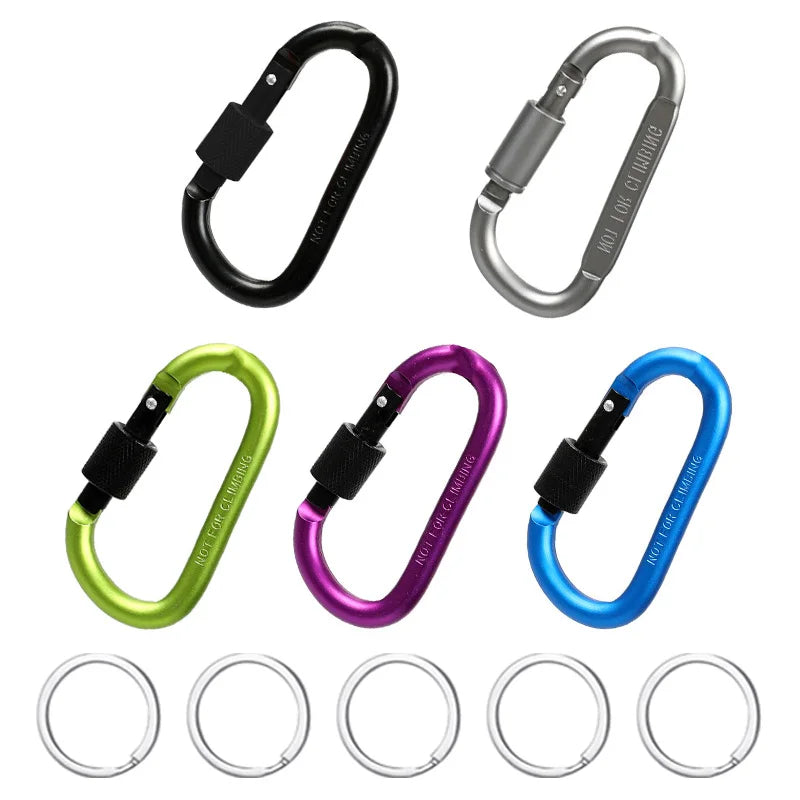 5PCS Carabiner Clip Set Aluminium Alloy Tourist Hooks Fishing Carbin Buckle Caribiner Key Holder Keychain Camping Karabiners