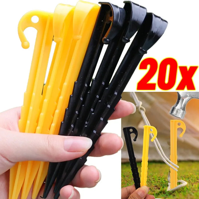 Outdoor Camping Tent Nails Sand Ground Triangular Stake Awning Camping Tools Plastic Tent Pegs Nail Accessories 20/10pcs - Macgyverzoutpost