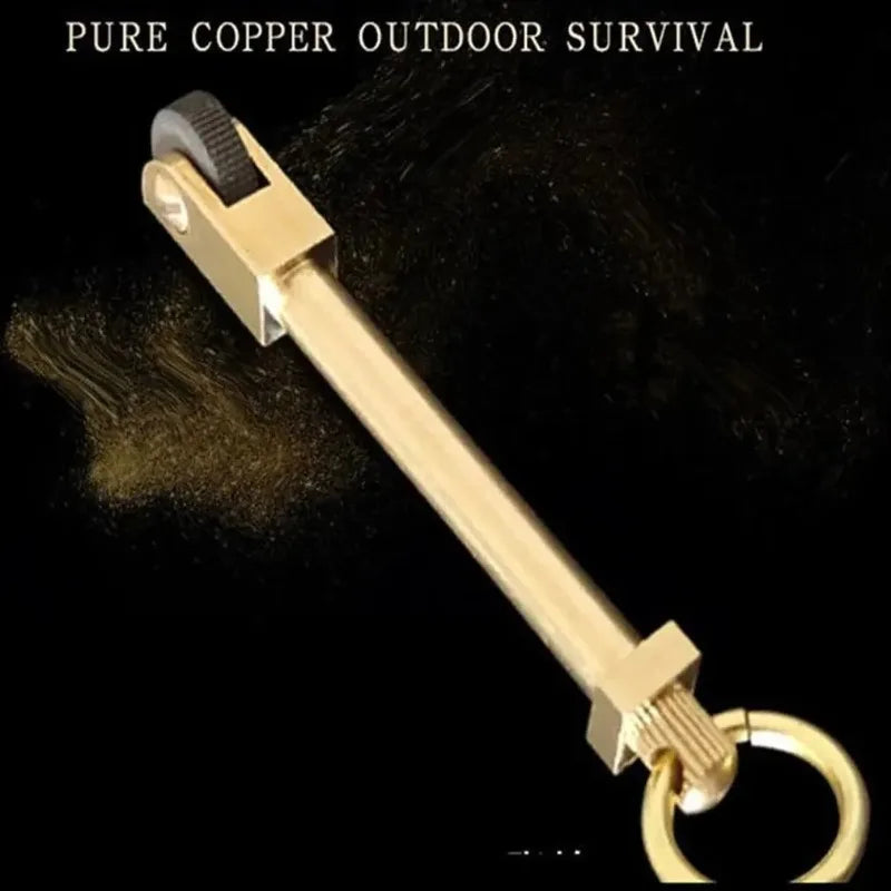 Portable Outdoor Brass Fire Starter, Mini Pulley Flint Holder, Fire Stick Starter, Field Fire Starter. Wilderness Survival Tools