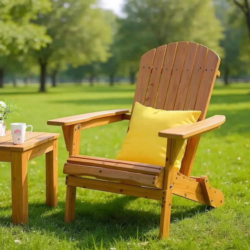 Set of 4 Wooden Outdoor Adirondack Chairs, Ideal for Patio, BBQ, Porch, Yard, and Pool Side