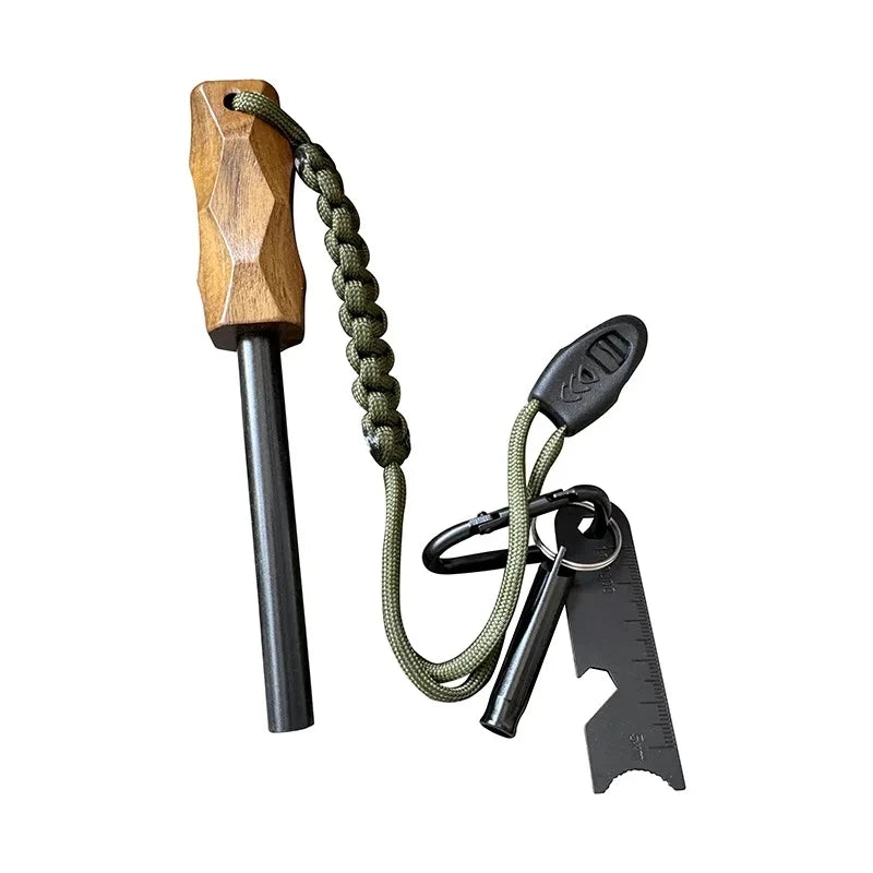 New Outdoor Fire Starting Magnesium Rods Stone Fire Starter Survival Belt with Leather Rope Strong Scraper for Camping Hiking