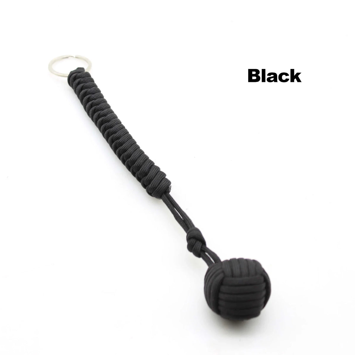 Outdoor Security Protection Black Monkey Fist Steel Ball for  Self Defense Lanyard Survival Key Chain