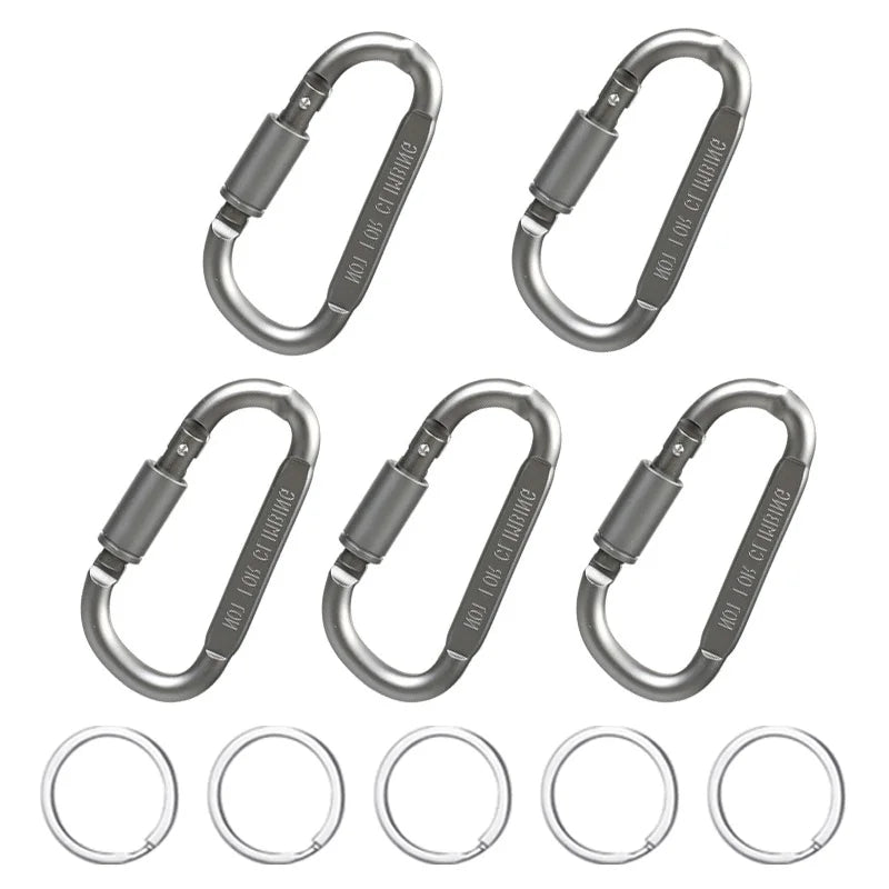 5PCS Carabiner Clip Set Aluminium Alloy Tourist Hooks Fishing Carbin Buckle Caribiner Key Holder Keychain Camping Karabiners