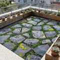 Large Square Outdoor Carpet with Detailed Pattern, Soft Absorbent Surface and Non-Slip Rubber Backing, Easy Fold
