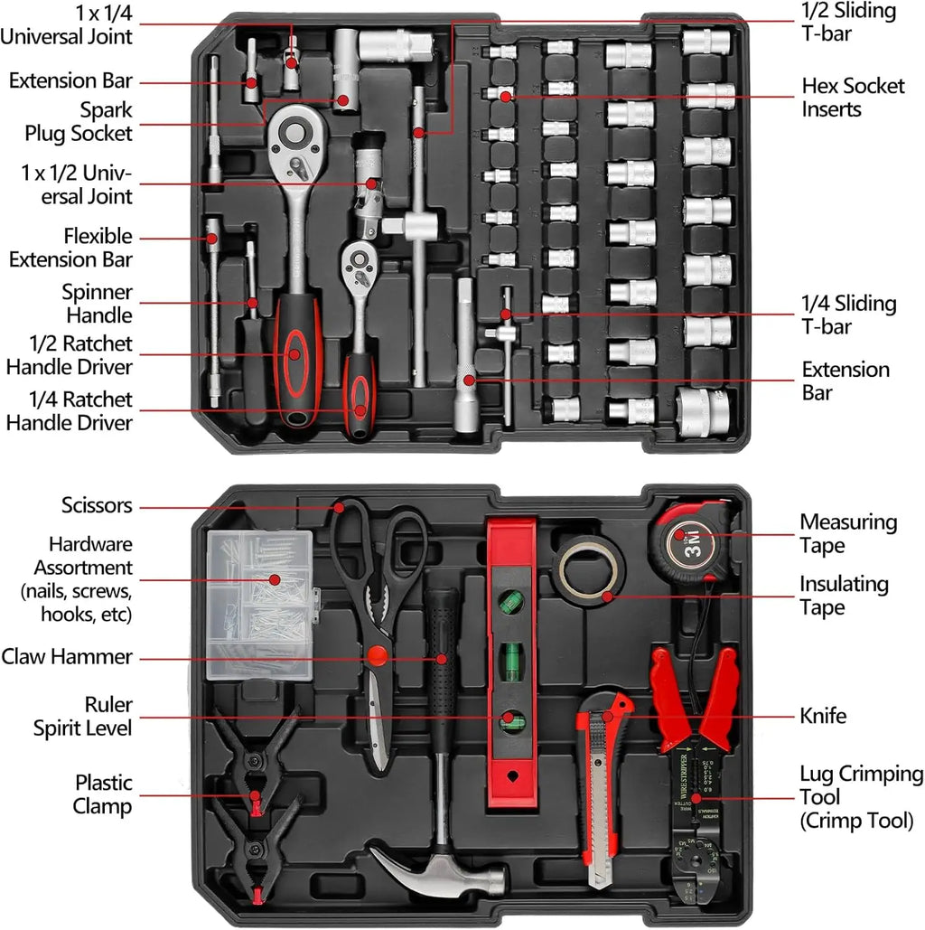 799pcs Tool Kit,Tool Trolley Case,Mechanics Box,Home Repair Toolbox,Portable DIY Set