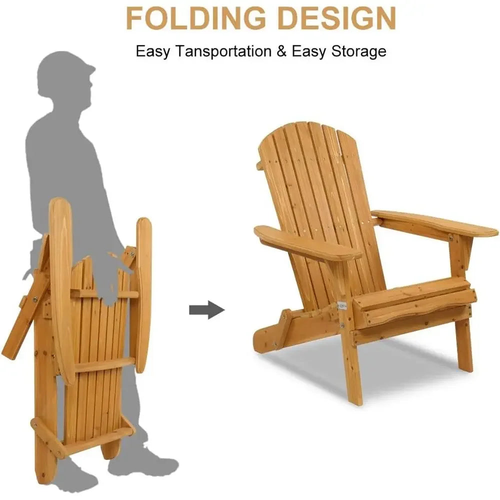 Adirondack Chair Set of 2 with Table, Outdoor Patio Lounge Chairs, Durable Wood, Suitable for Lawn, Beach, or Balcony
