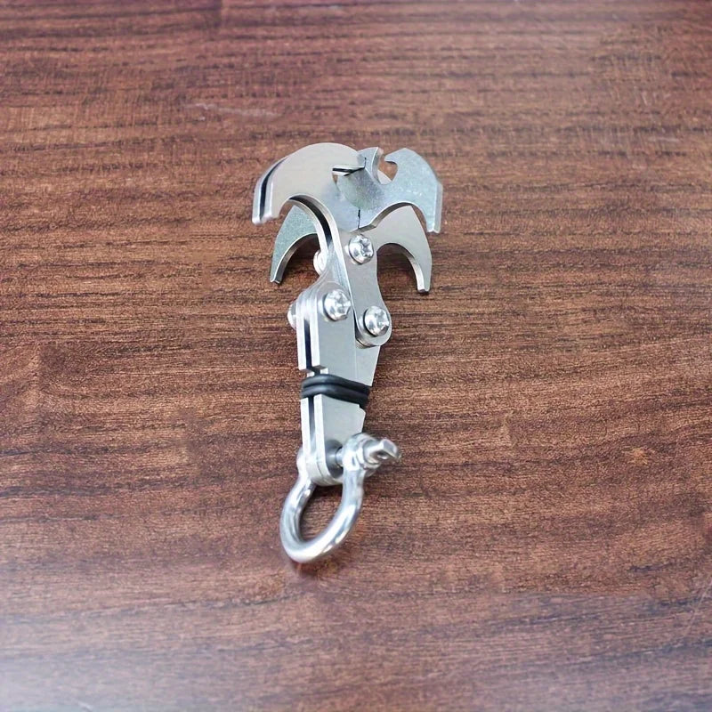 1pc Stainless Steel Folding Grappling Hook, Heavy-Duty Multi-Purpose Claw with 4 Reinforced Claws for Hiking, Camping