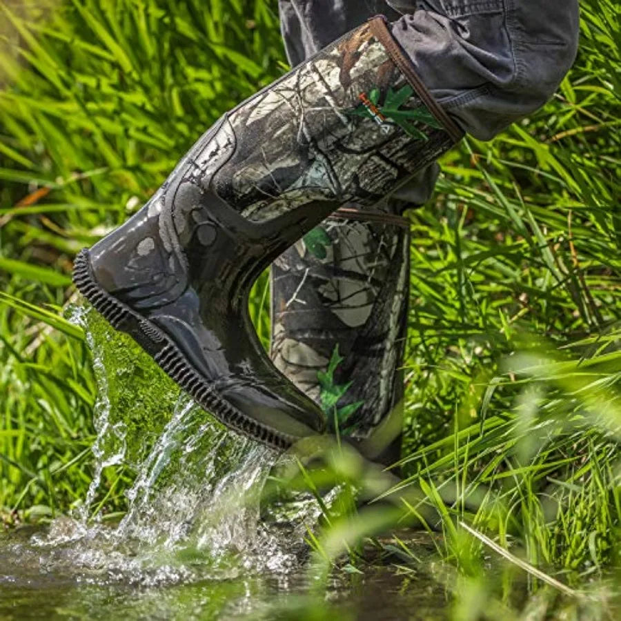 HISEA Men's Rain Boots, Waterproof Durable Insulated Rubber Boots for Men, 5 mm Neoprene Outdoor Mud Fishing Hunting Boots