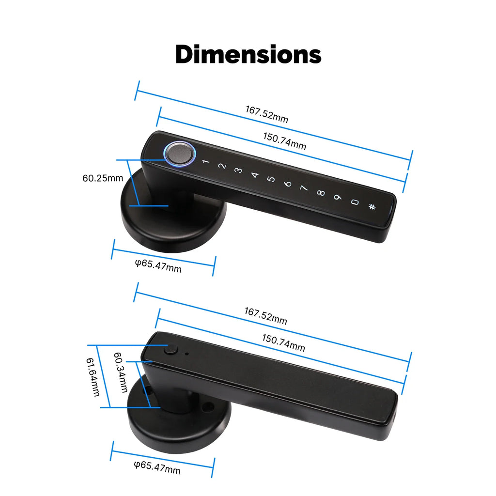 MOES Tuya Bluetooth Smart Fingerprint Door Handle Lock Electronic Password APP Remote