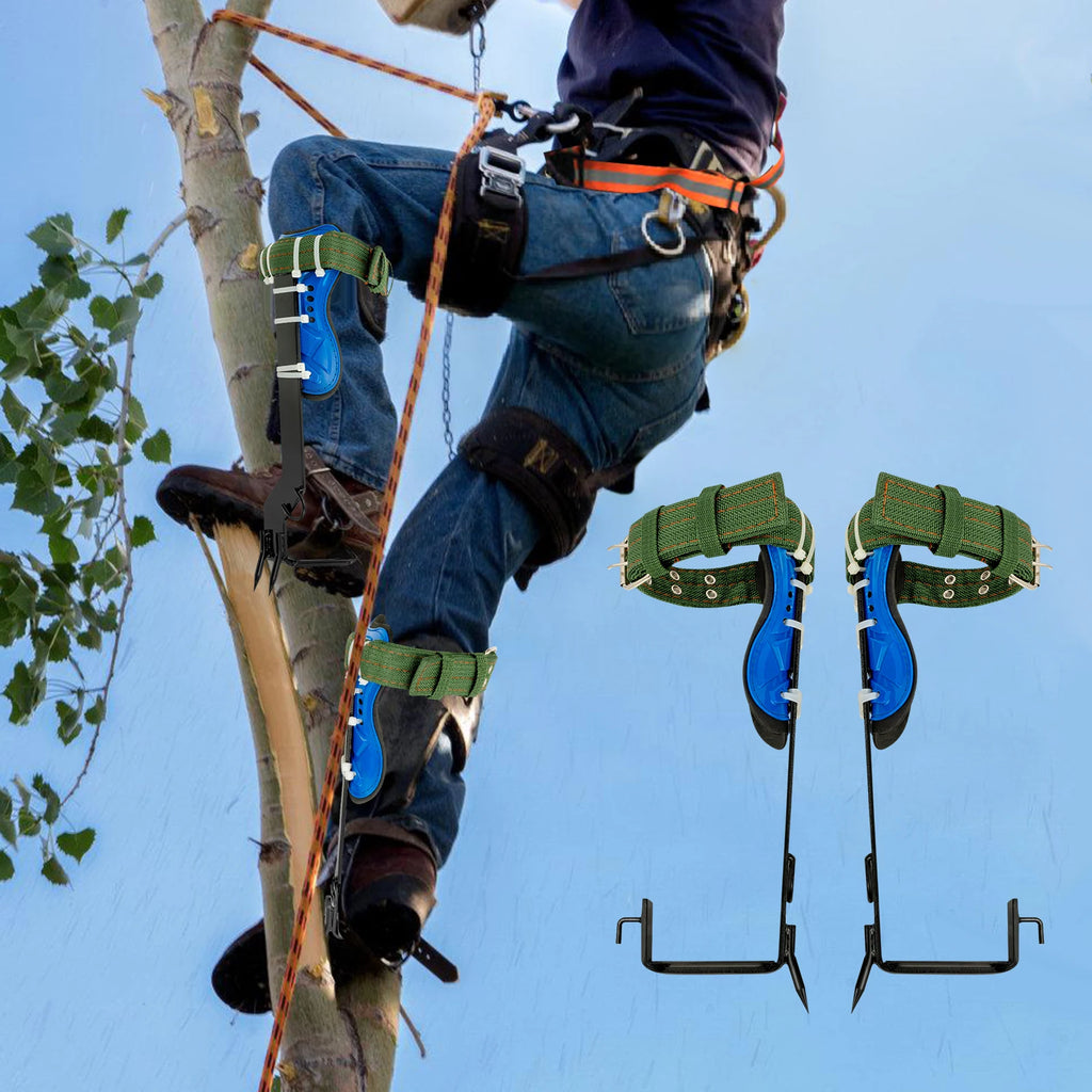 Tree Climbing Spikes Kit w/Safety Harness Gloves Double Teeth Tree Climbing Gear Climber Arborist - Macgyverzoutpost
