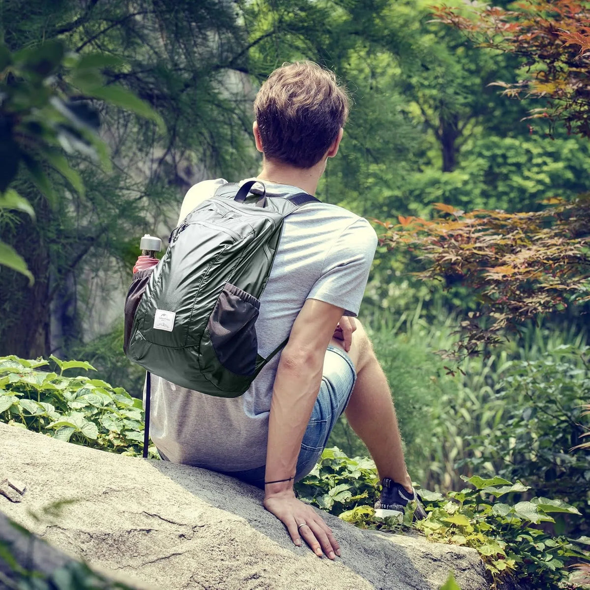 Naturehike Backpack 18L Black Ultralight Outdoor Waterproof Folding Backpack Camping Hiking Shoulder Bag